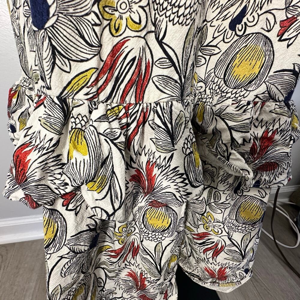Meadows Floral Midi Dress Cottagecore Boho Ruffle Hem Puff Sleeve Romantic Sz 8 - Picture 10 of 13
